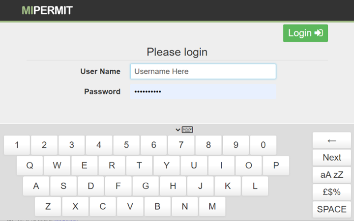 An image of the login screen
